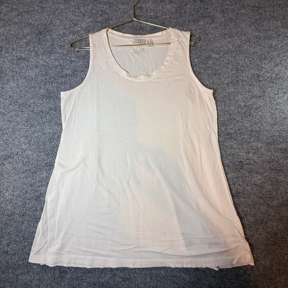LOGO by Lori Goldstein Womens Cream Cotton Modal Scoop Neck Tank Top Size M